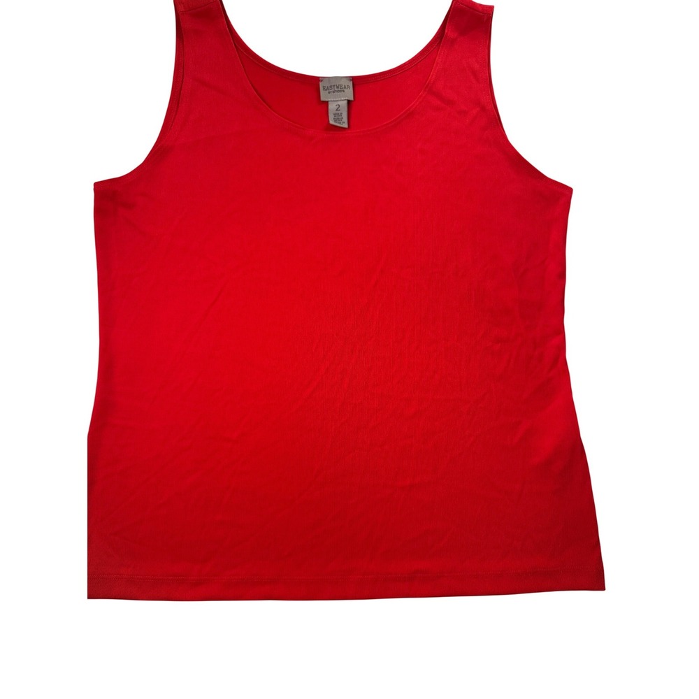Chicos Easywear Red Scoop Neck Tank Top Womens Size 2 Large Stretch Ribbed Basic